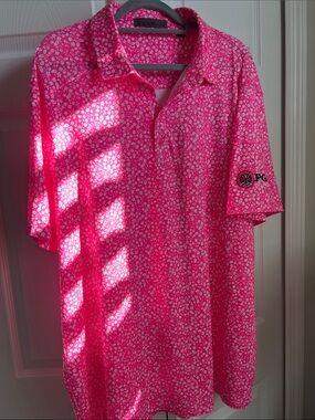 G/FORE Pink Floral Golf Polo